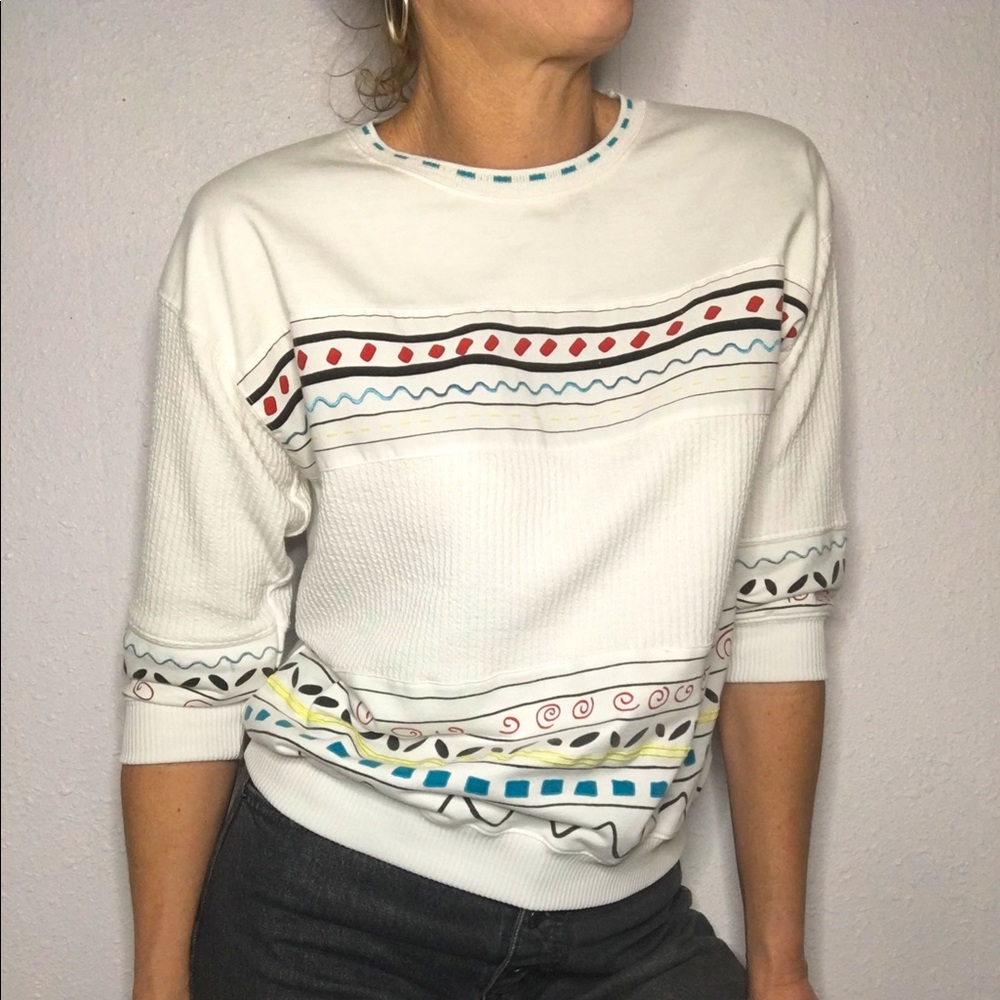 🌈VTG 80s abstract print funky sweatshirt